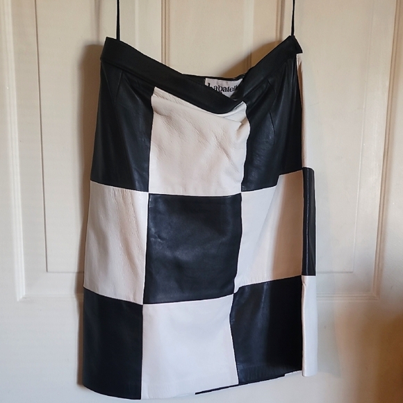Bagatelle Vintage Leather Black White Pencil Skirt Prestine HTF